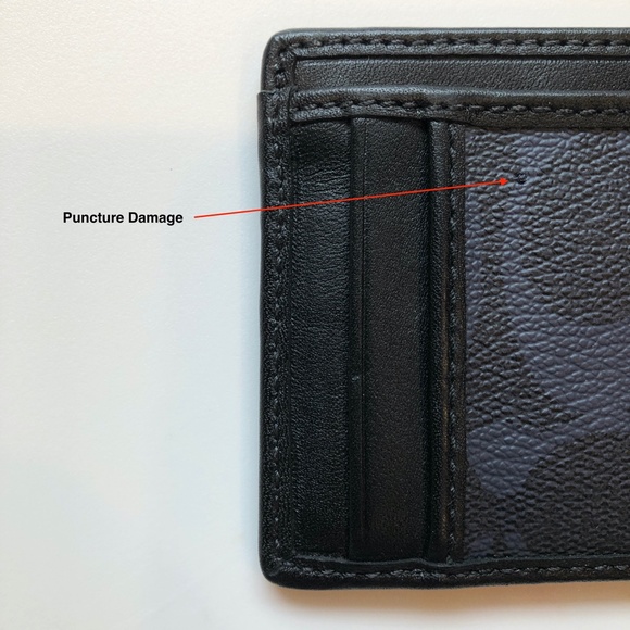 π2xHPπ COACH Slim Flat Leather Card Case / Wallet in Denim Blue & Black EUC - Picture 9 of 15